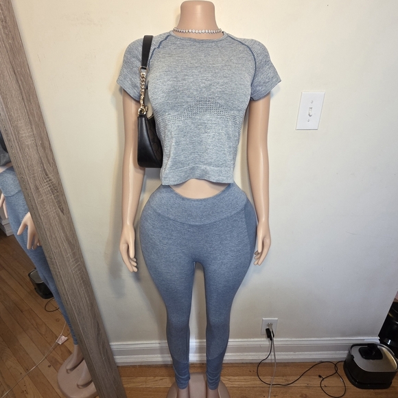 PINK Victoria's Secret Pants - 💎Victoria Secrets PINK Blue Seamless Legging 2 PC Set💎